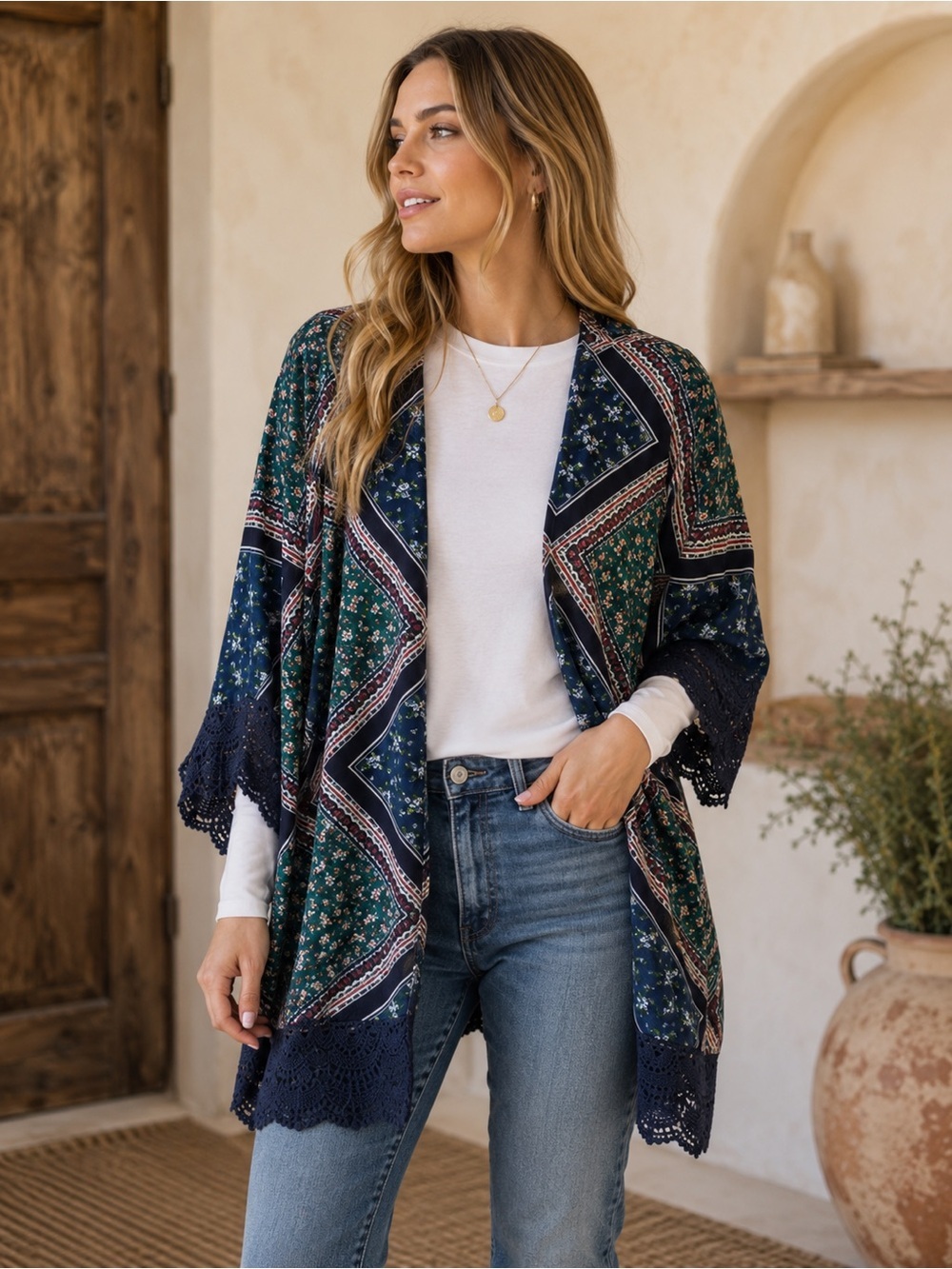 Altar’d State Boho Patchwork Kimono Cardigan | Size Small